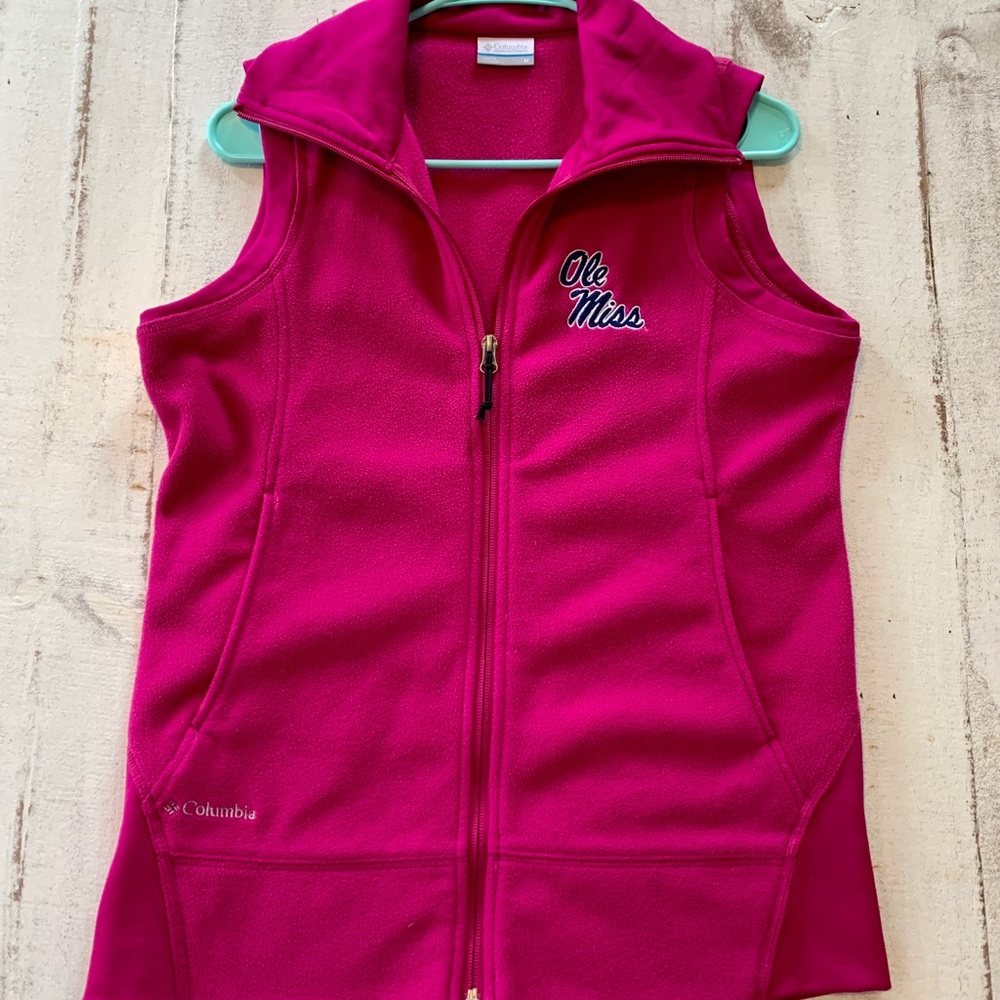 Hot Pink Columbia Ole Miss embroidered vest, M